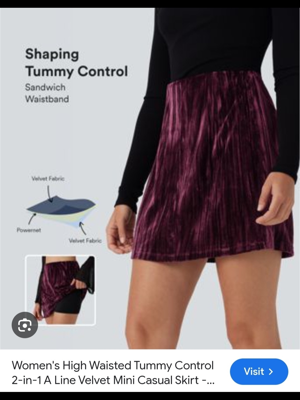 Velvet High-Waisted Mini Skirt in Plum